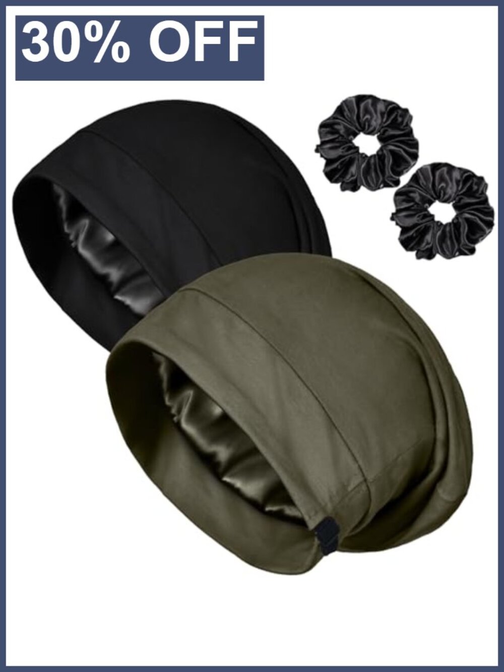 Satin Lined Sleep Bonnet Adjustable Hair Wrap Cap for Night